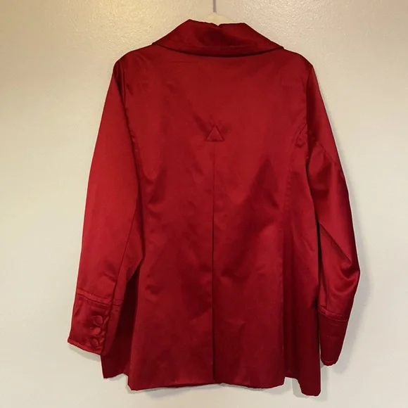 Dennis by Dennis Basso Women’s Red Spring Coat Size Large Festive color, EUC. - Picture 6 of 17
